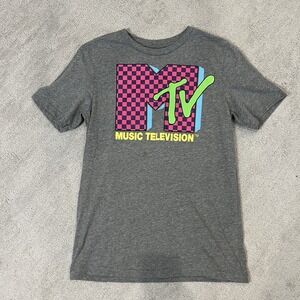 MTV Gray Music Television MTV T-Shirt Tee Shirt Size XL 14 Boys Girls Retro Y2K‎